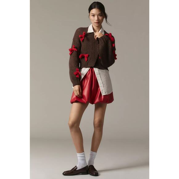 nwt ANTHROPOLOGIE MAEVE sz One Size Alicia Bow Cropped Cardigan Sweater - Picture 1 of 5